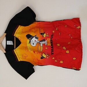 Peanuts Snoopy Thanksgiving scrub top